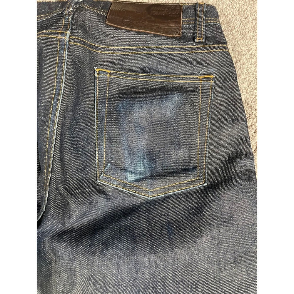 Naked & Famous Jeans‎ Mens 30 Weird Guy Twill Selvedge Dark Wash Button Fly Slim - Picture 13 of 14